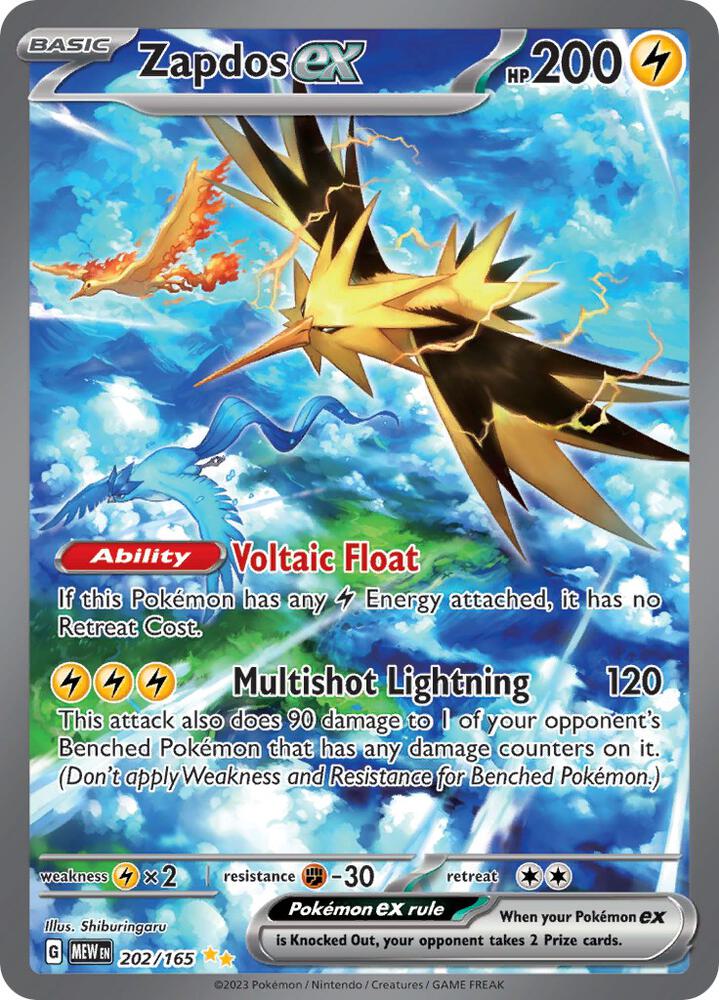 Zapdos ex 202/165 (SV: Scarlet & Violet 151)  - Holofoil | Good Games Cannington