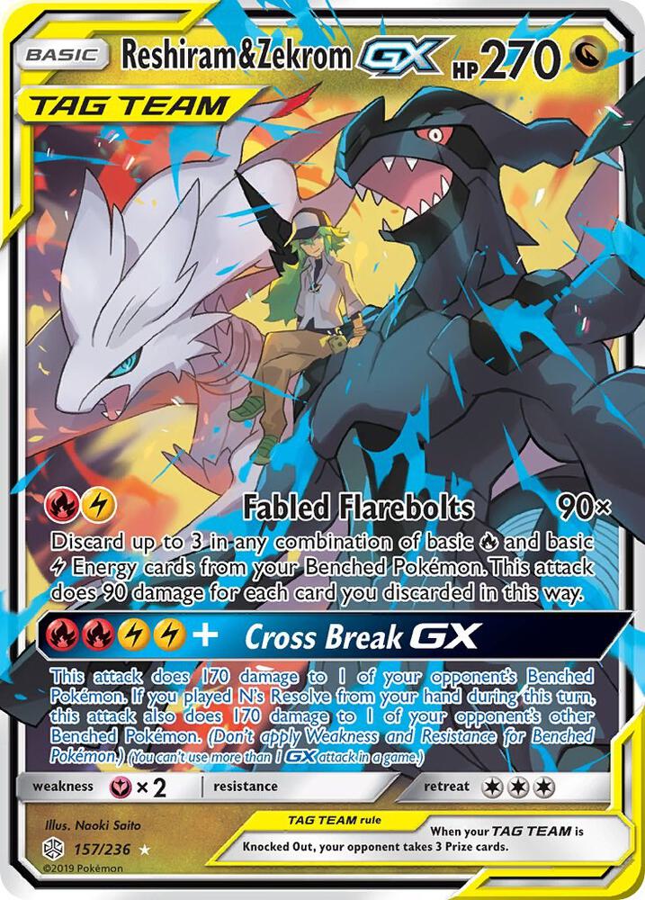 Reshiram and Zekrom GX 157/236 (SM - Cosmic Eclipse)  - Holofoil | Good Games Cannington