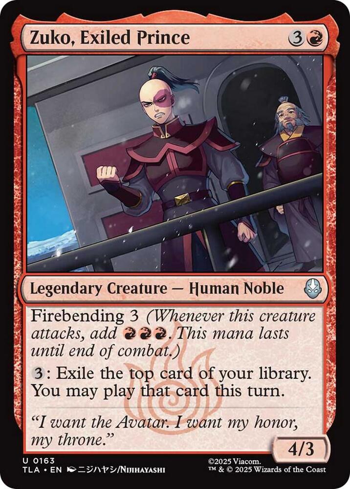 Zuko, Exiled Prince 163/286 (Avatar: The Last Airbender)  - Foil | Good Games Cannington