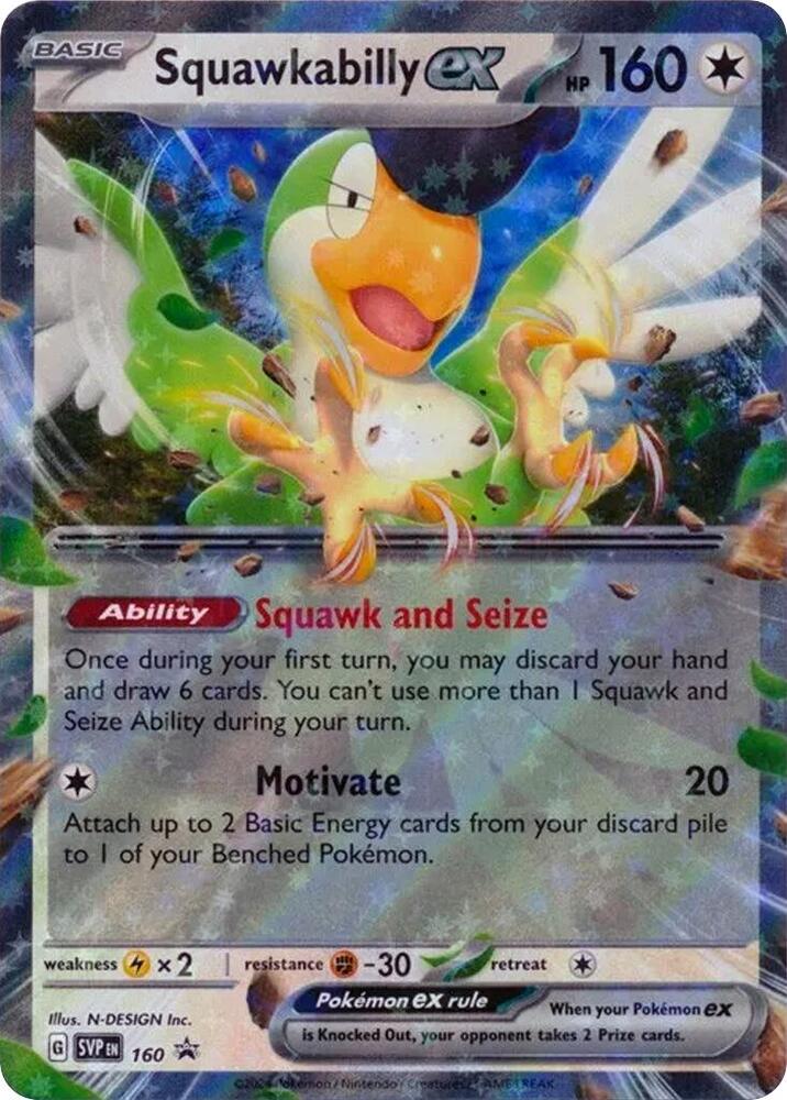 Squawkabilly ex 160 (SV: Scarlet & Violet Promo Cards)  - Holofoil | Good Games Cannington