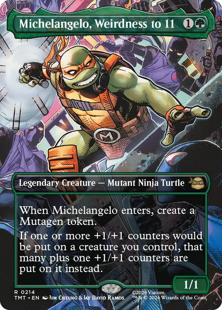 Michelangelo, Weirdness to 11 214/190 (Teenage Mutant Ninja Turtles)  - Borderless Foil | Good Games Cannington