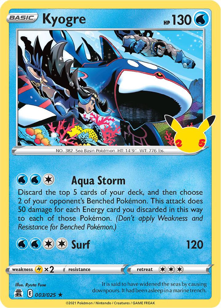 Kyogre 003/025 (Celebrations)  - Holofoil | Good Games Cannington