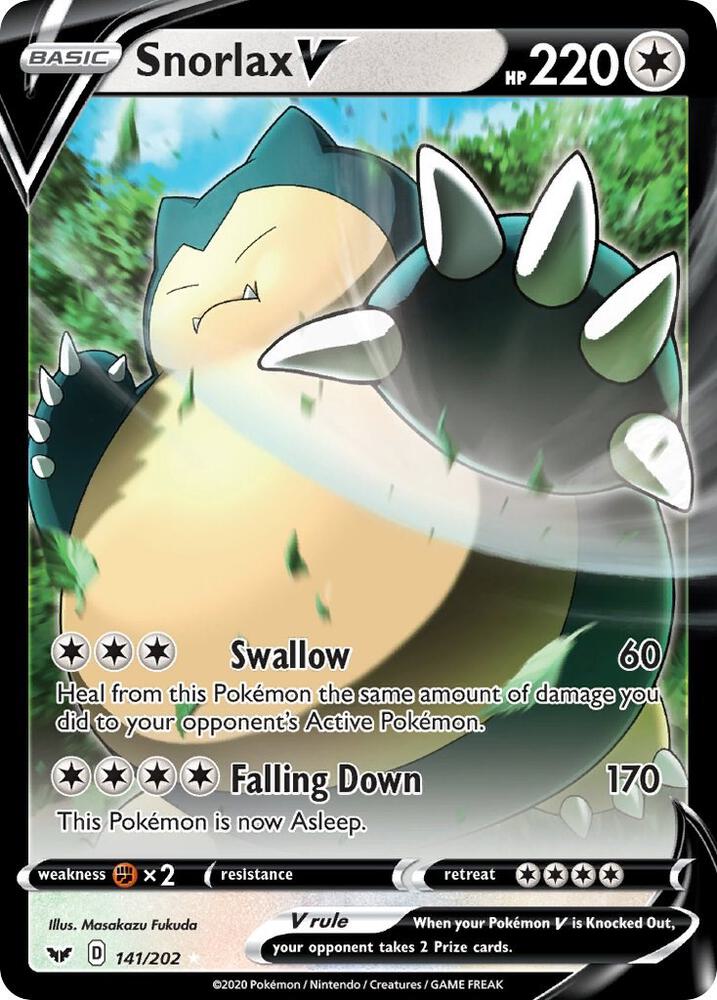 Snorlax V 141/202 (SWSH01: Sword & Shield Base Set)  - Holofoil | Good Games Cannington