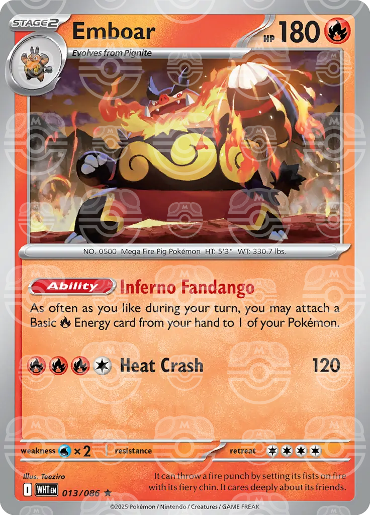 Emboar 013/086 (SV: White Flare)  - Master Ball Holofoil | Good Games Cannington