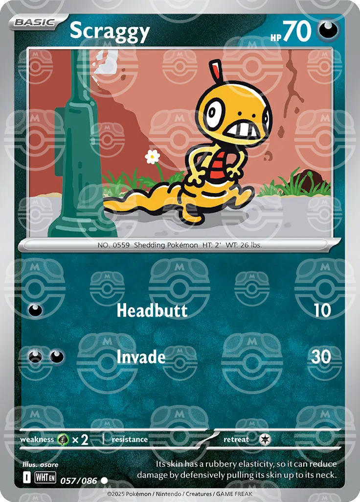 Scraggy 057/086 (SV: White Flare)  - Master Ball Holofoil | Good Games Cannington