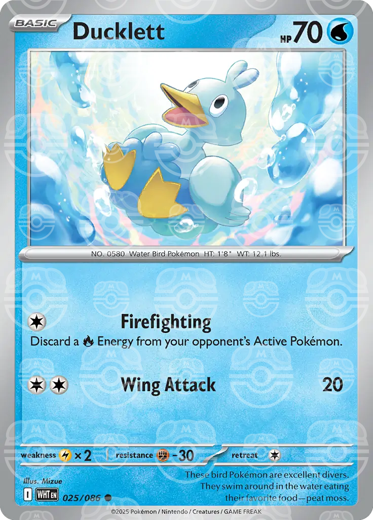 Ducklett 025/086 (SV: White Flare)  - Master Ball Holofoil | Good Games Cannington