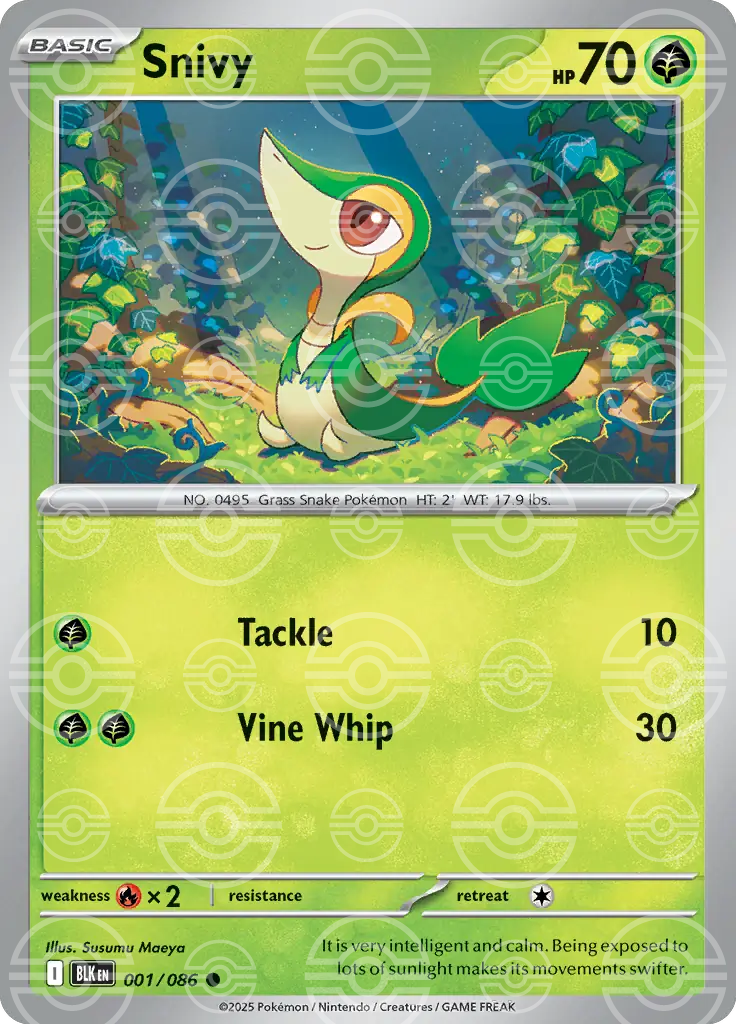 Snivy 001/086 (SV: Black Bolt)  - Poke Ball Holofoil | Good Games Cannington