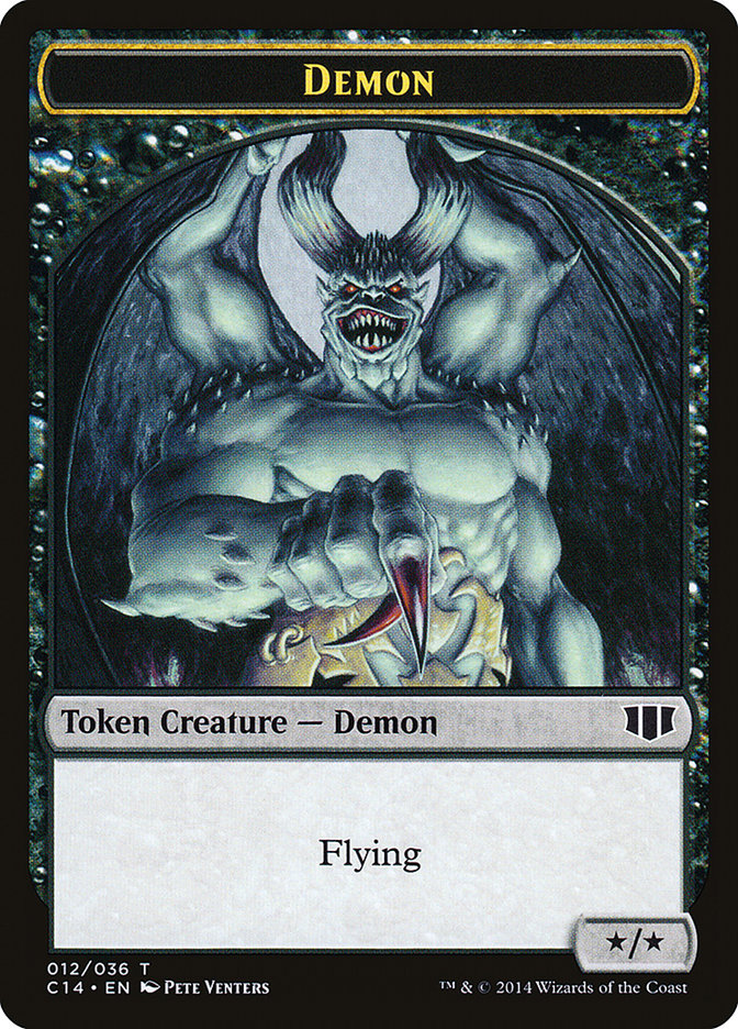 Demon (012/036) // Zombie (016/036) Double-Sided Token [Commander 2014 Tokens] | Good Games Cannington