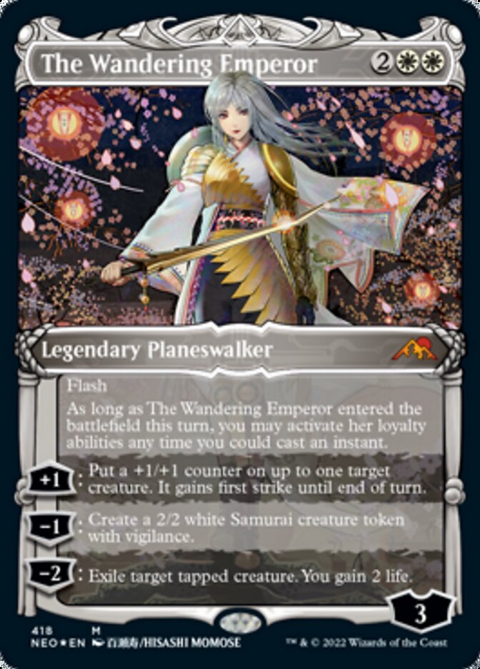 The Wandering Emperor (Showcase) (Foil Etched) [Kamigawa: Neon Dynasty] | Good Games Cannington