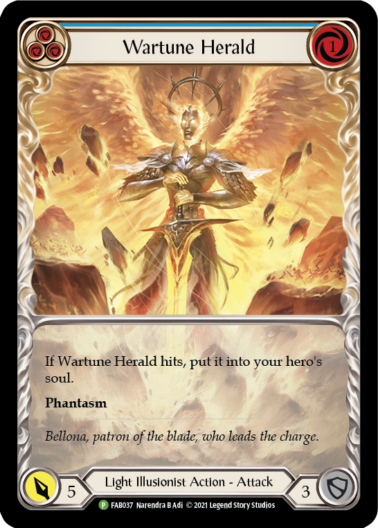 Wartune Herald (Blue Extended Art) [FAB037] (Promo)  Rainbow Foil | Good Games Cannington