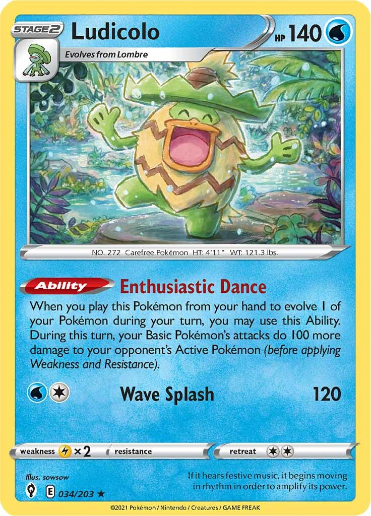 Ludicolo (034/203) [Sword & Shield: Evolving Skies] | Good Games Cannington
