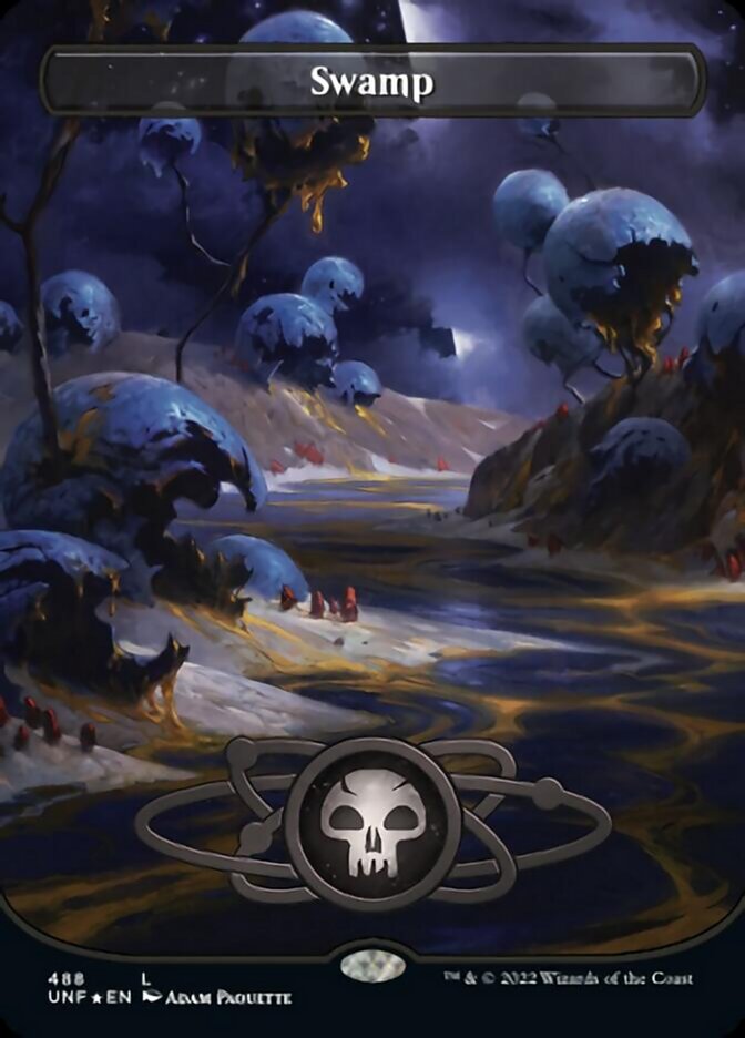 Swamp (488) (Planetary Space-ic Land) (Galaxy Foil) [Unfinity] | Good Games Cannington
