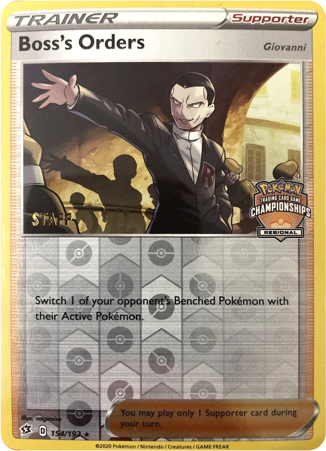 Boss's Orders (154/192) (Staff Regional Championships) [League & Championship Cards] | Good Games Cannington