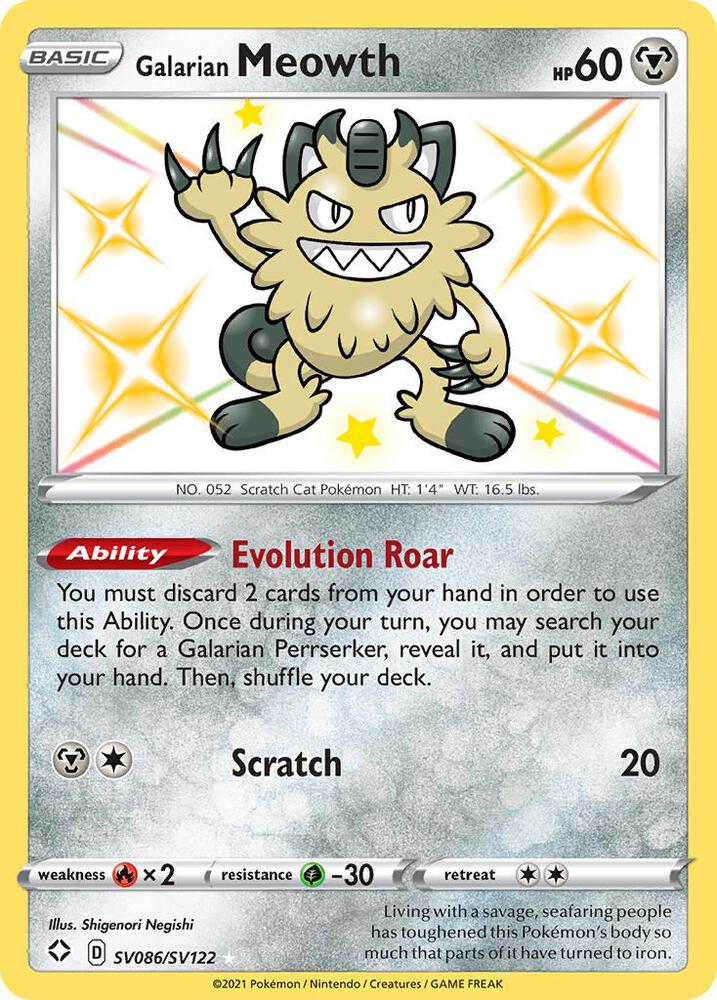 Galarian Meowth SV086/SV122 (Shining Fates: Shiny Vault)  - Holofoil | Good Games Cannington