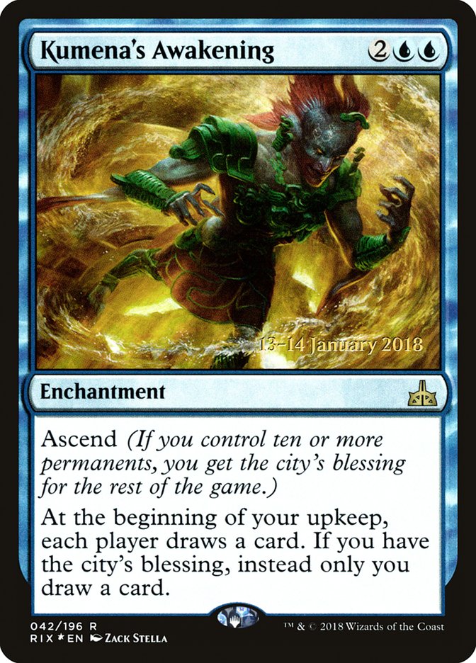 Kumena's Awakening [Rivals of Ixalan Prerelease Promos] | Good Games Cannington