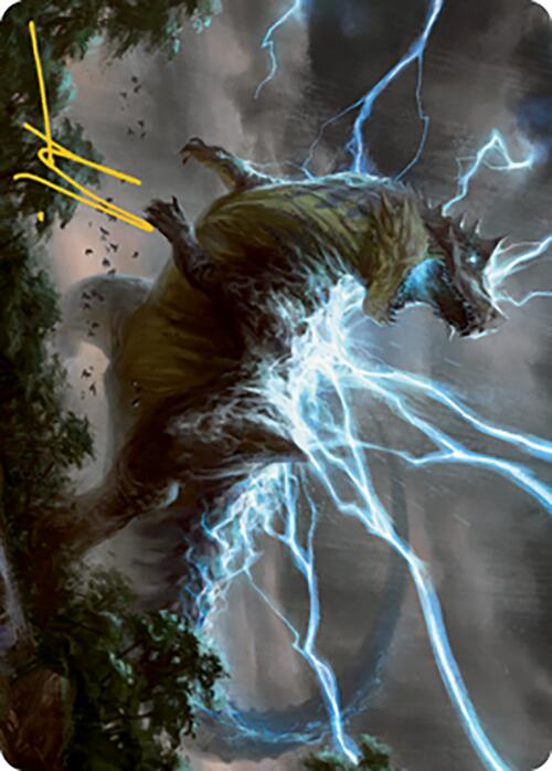 Thrasta, Tempest's Roar Art Card (41) (Gold-Stamped Signature) [Modern Horizons 2 Art Series] | Good Games Cannington