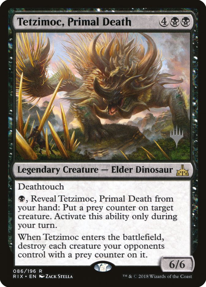Tetzimoc, Primal Death (Promo Pack) [Rivals of Ixalan Promos] | Good Games Cannington