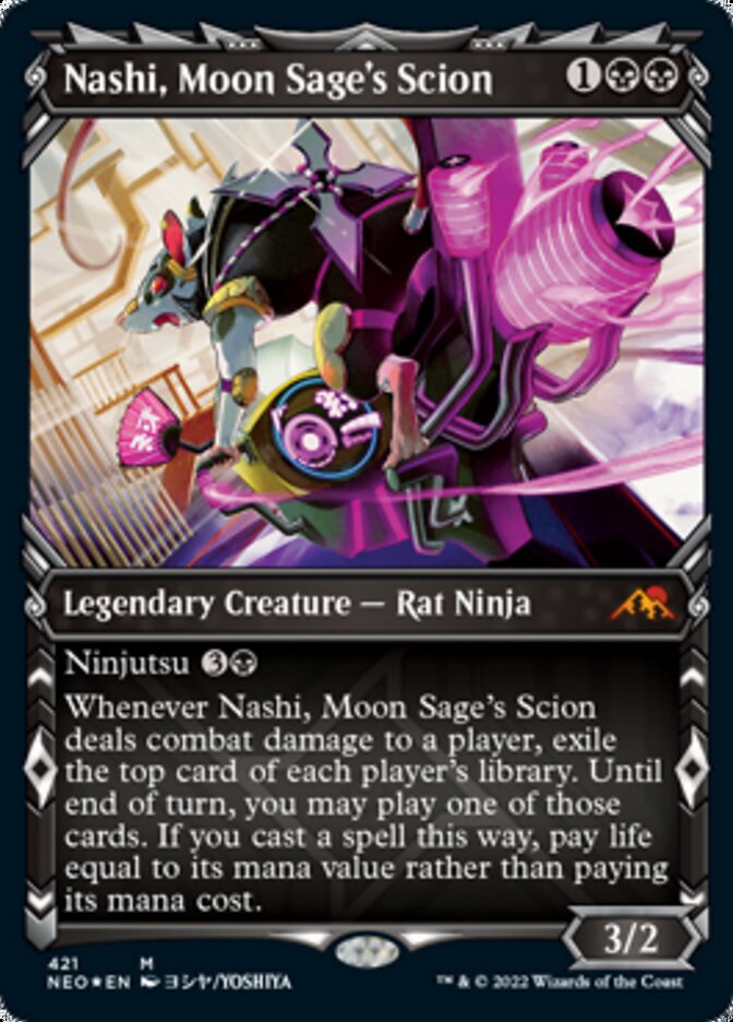 Nashi, Moon Sage's Scion (Showcase) (Foil Etched) [Kamigawa: Neon Dynasty] | Good Games Cannington