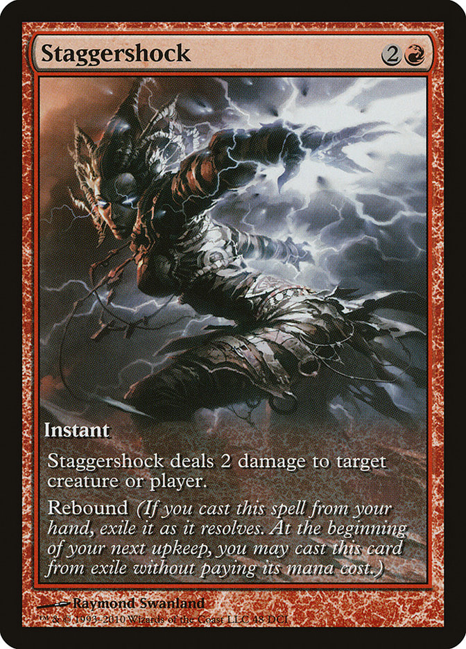 Staggershock (Game Day) (Extended Art) [Rise of the Eldrazi Promos] | Good Games Cannington