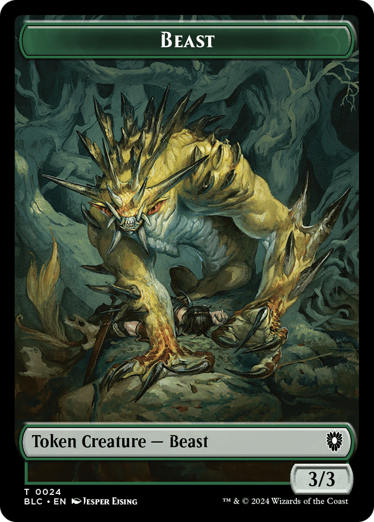 Beast (024) // Treasure Double-Sided Token [Bloomburrow Commander Tokens] | Good Games Cannington