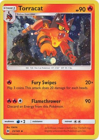 Torracat (25/149) (Cosmos Holo) [Sun & Moon: Base Set] | Good Games Cannington