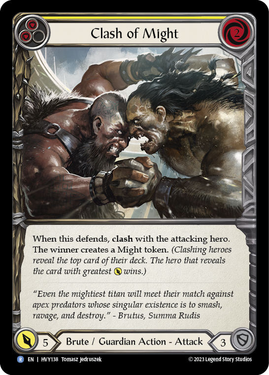 Clash of Might (Yellow) [HVY138] (Heavy Hitters)  Rainbow Foil | Good Games Cannington