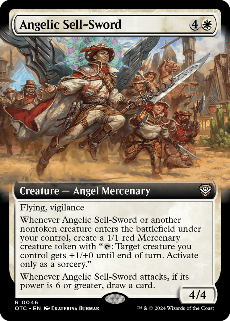 Angelic Sell-Sword (Extended Art) [Outlaws of Thunder Junction Commander] | Good Games Cannington