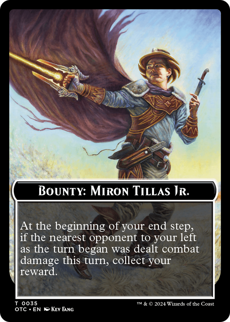 Bounty: Miron Tillas Jr. // Bounty Rules Double-Sided Token [Outlaws of Thunder Junction Commander Tokens] | Good Games Cannington