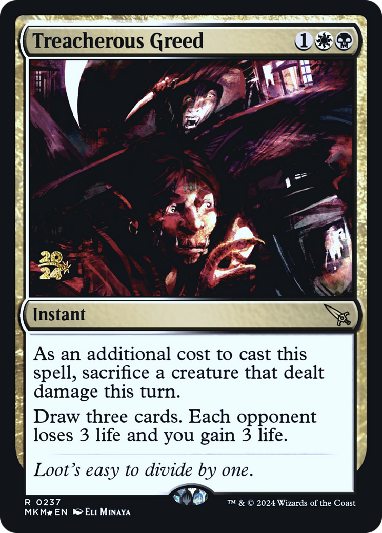 Treacherous Greed [Murders at Karlov Manor Prerelease Promos] | Good Games Cannington