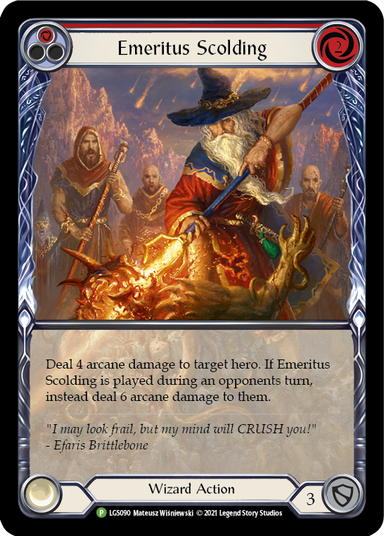 Emeritus Scolding (Red Extended Art) [LGS090] (Promo)  Rainbow Foil | Good Games Cannington
