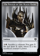 Clue // Ob Nixilis of the Black Oath Emblem Double-Sided Token [Commander Masters Tokens] | Good Games Cannington