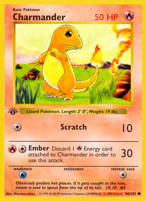 Charmander (46/102) (Shadowless) [Base Set 1st Edition] | Good Games Cannington
