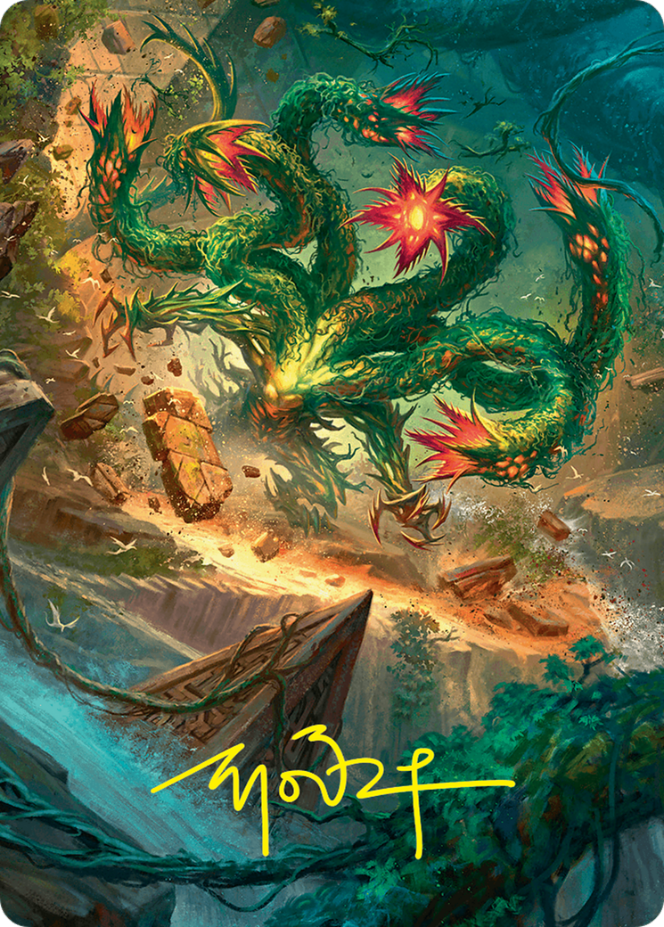 Mossborn Hydra Art Card (42/54) (Gold-Stamped Signature) [Foundations Art Series] | Good Games Cannington