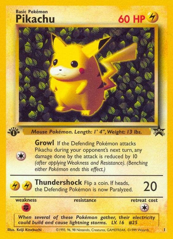 Pikachu (1) (1st Edition Misprint Promo) [Wizards of the Coast: Black Star Promos] | Good Games Cannington