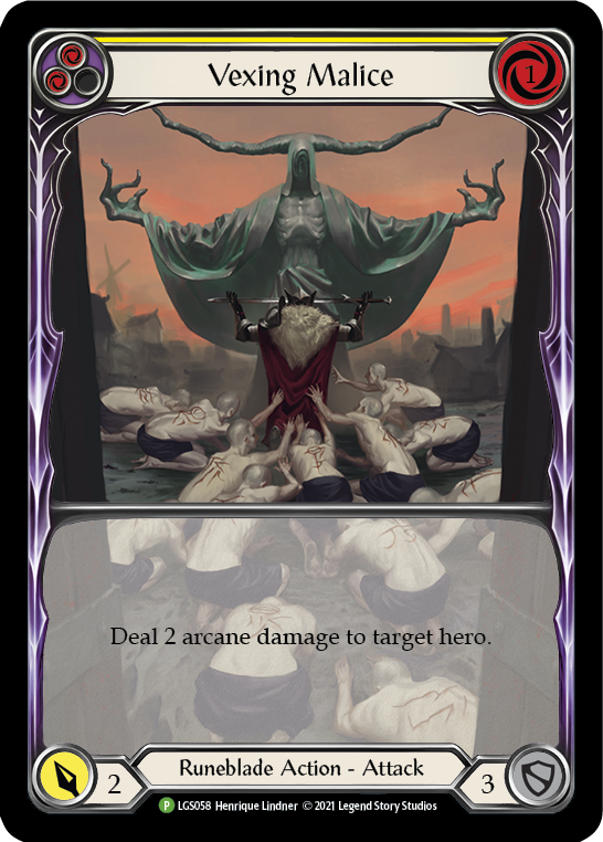 Vexing Malice (Yellow) [LGS058] (Promo)  Rainbow Foil | Good Games Cannington