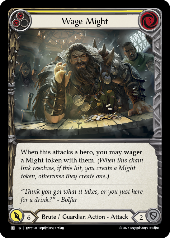 Wage Might (Yellow) [HVY150] (Heavy Hitters)  Rainbow Foil | Good Games Cannington