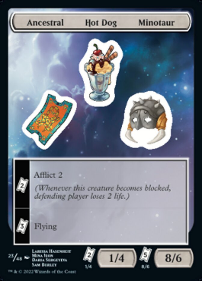 Ancestral Hot Dog Minotaur [Unfinity Stickers] | Good Games Cannington