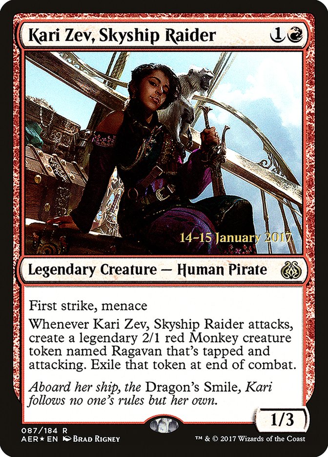 Kari Zev, Skyship Raider [Aether Revolt Prerelease Promos] | Good Games Cannington