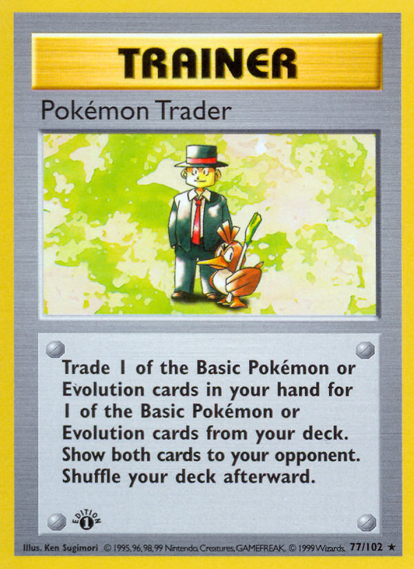 Pokemon Trader (77/102) (Shadowless) [Base Set 1st Edition] | Good Games Cannington