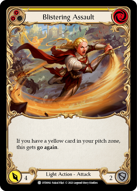 Blistering Assault (Yellow) [DTD092] (Dusk Till Dawn)  Rainbow Foil | Good Games Cannington