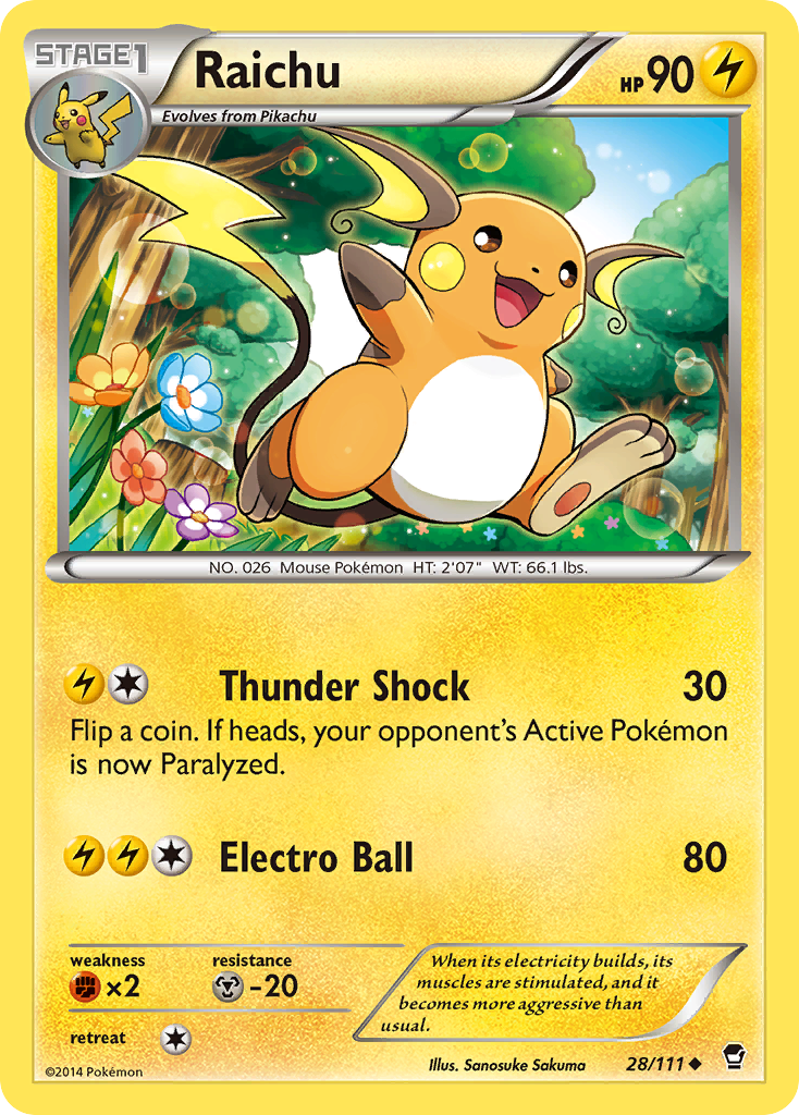 Raichu (28/111) [XY: Furious Fists] | Good Games Cannington