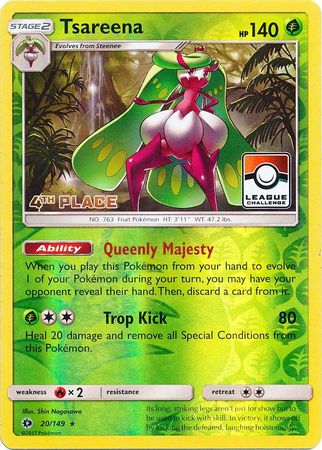 Tsareena (20/149) (League 4th Place) [Sun & Moon: Base Set] | Good Games Cannington