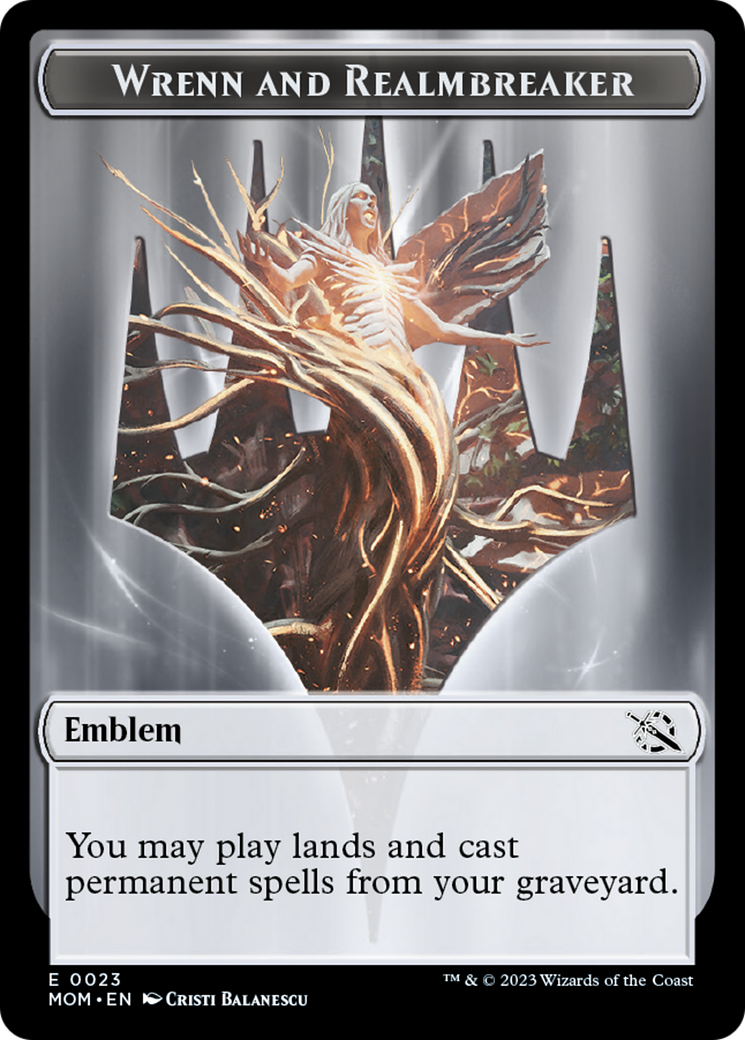 Phyrexian Myr // Wrenn and Realmbreaker Emblem Double-Sided Token [March of the Machine Tokens] | Good Games Cannington
