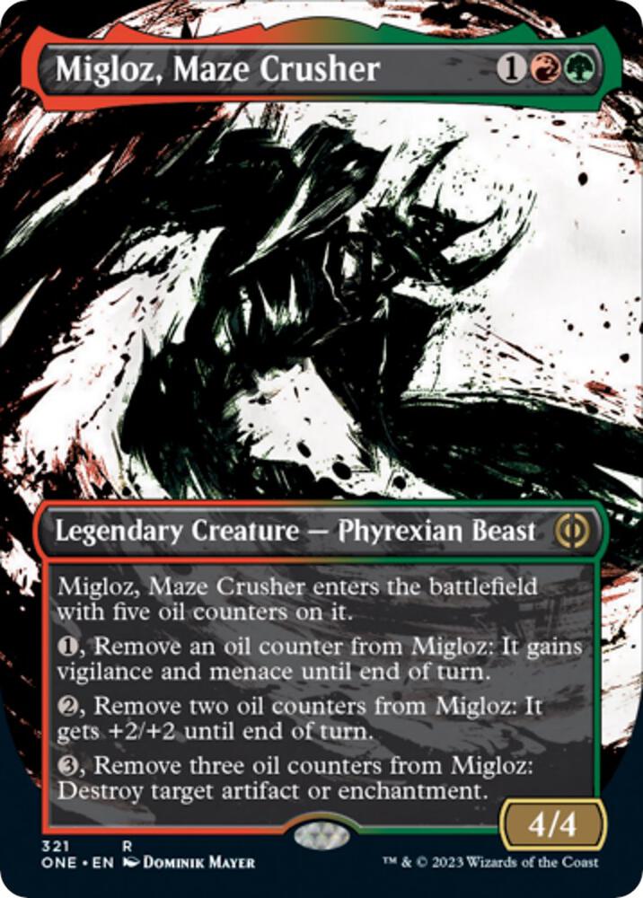 Migloz, Maze Crusher 321/271 (Phyrexia: All Will Be One)  - Borderless | Good Games Cannington