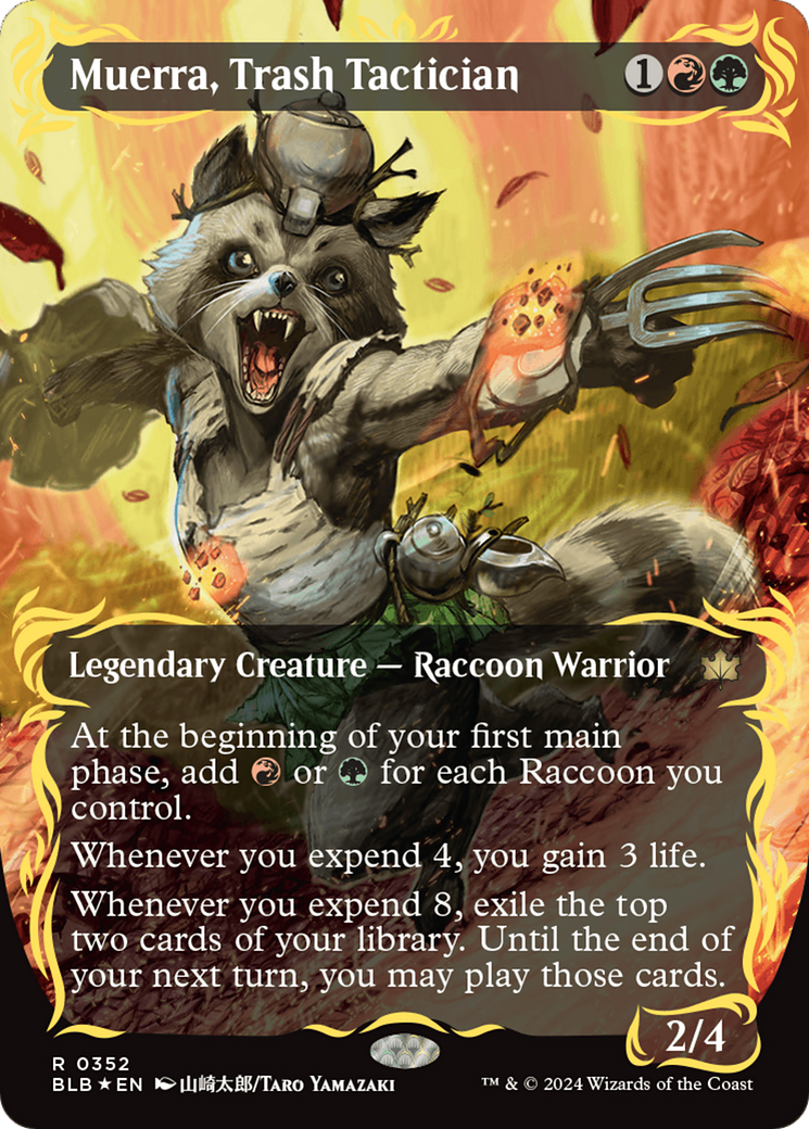 Muerra, Trash Tactician (Borderless) (Raised Foil) [Bloomburrow] | Good Games Cannington