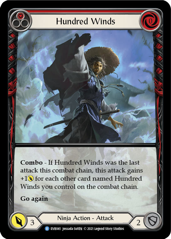 Hundred Winds (Red) [EVR041] (Everfest)  1st Edition Extended Art Rainbow Foil | Good Games Cannington