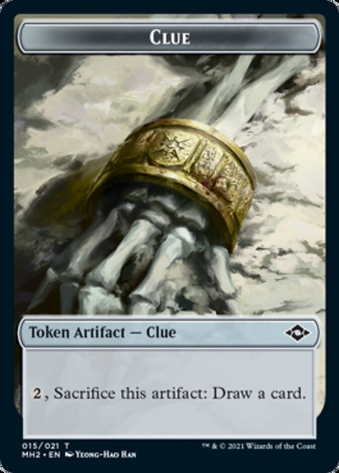 Clue (15) // Timeless Dragon Double-Sided Token [Modern Horizons 2 Tokens] | Good Games Cannington
