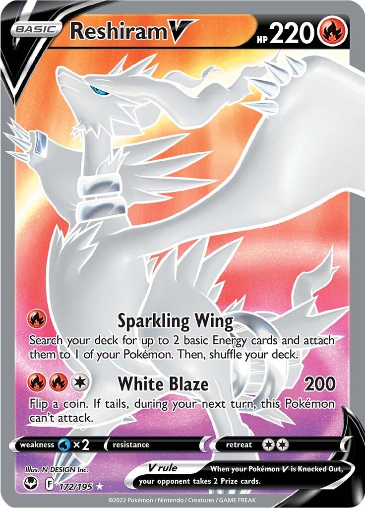 Reshiram V (172/195) [Sword & Shield: Silver Tempest] | Good Games Cannington