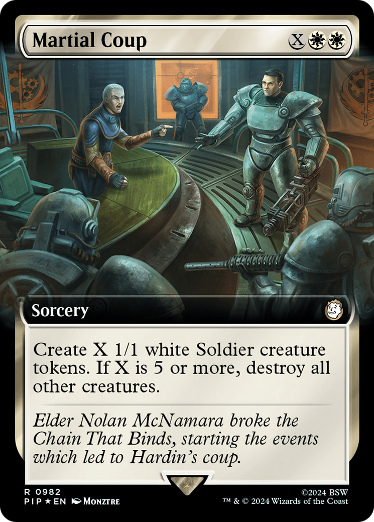 Martial Coup (Extended Art) (Surge Foil) [Fallout] | Good Games Cannington