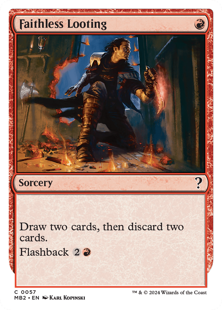 Faithless Looting (White Border) [Mystery Booster 2] | Good Games Cannington